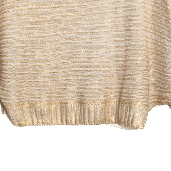 Alberto Malaki Size XL Gold & Cream Knit Loose-Fit Womens Poncho Sweater - Picture 8 of 8